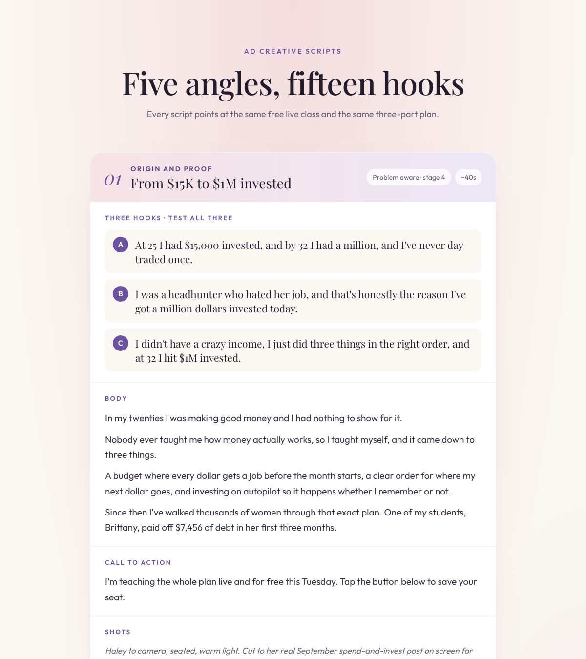 Ad creative scripts preview